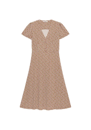 MALIPARMI Mouliné short-sleeve geometric dress - Brown
