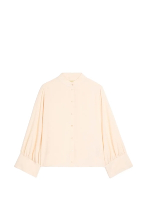 MOMONÌ Franklin stand-collar gathered-sleeve shirt - Neutrals