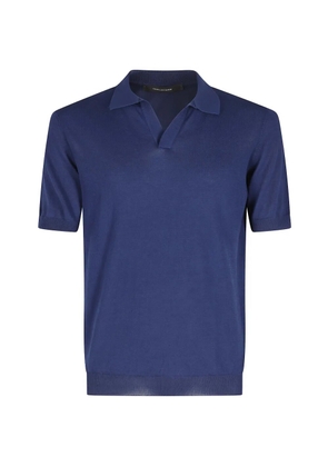 Tagliatore v-neck short-sleeve polo shirt - Blue