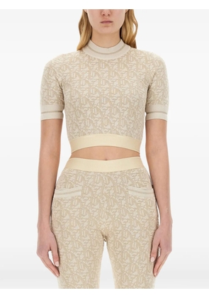 Palm Angels monogram-jacquard knitted crop top - Neutrals
