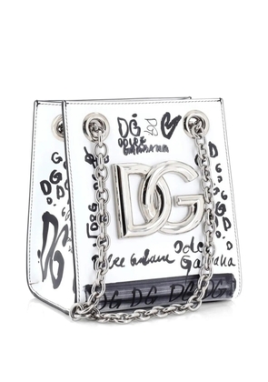 Dolce & Gabbana Pre-Owned 3.5 Chain Bucket Bag Graffiti Printed Leather tote bag - White