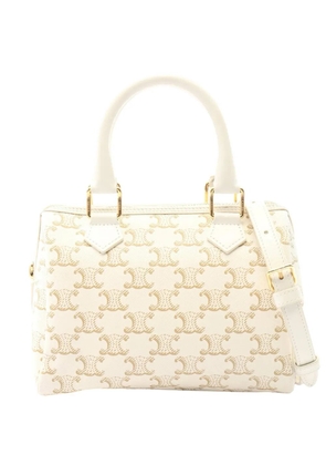 Celine Pre-Owned 2010-2026 Small Triomphe Coated Canvas Boston Bag satchel - White