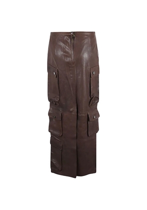 FERMAS leather cargo maxi skirt - Brown