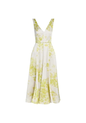 ERDEM V-neck floral-print midi dress - Neutrals