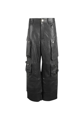 FERMAS cargo leather trousers - Black