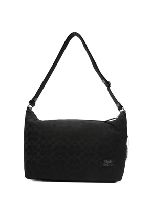 Coach pattern key-charm shoulder bag - Black