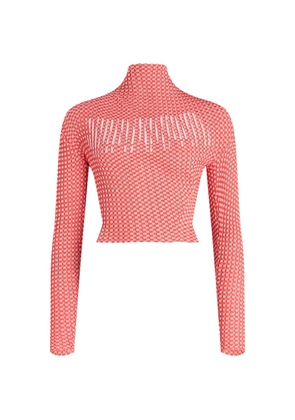 Jean Paul Gaultier gingham-pattern asymmetric-collar top - Red