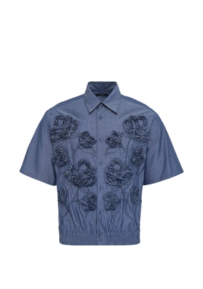Taakk floral-embroidered striped shirt - Blue