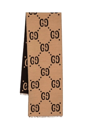 Gucci GG jacquard frayed scarf - Brown