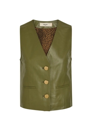 Skiim V-neck leather waistcoat - Green