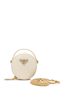 Prada Pre-Owned 2013-2026 Mini Saffiano Triangle Pouch satchel - White