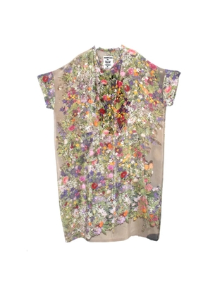 Anntian floral-print silk midi dress - Neutrals