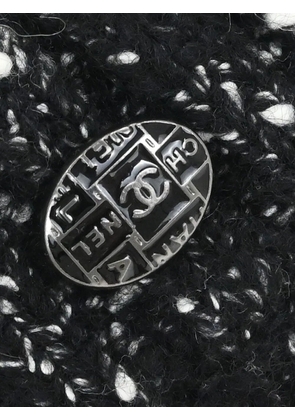 CHANEL Pre-Owned logo-plaque wool beret - Black