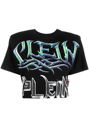 Philipp Plein logo-print padded-shoulder T-shirt - Black