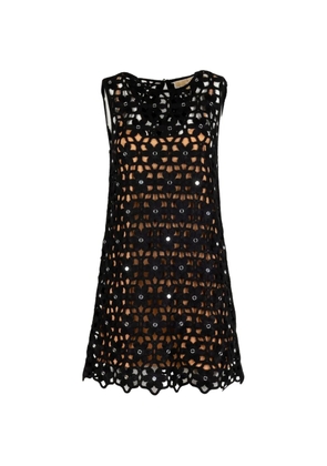 Michael Kors floral-appliqué mini dress - Black