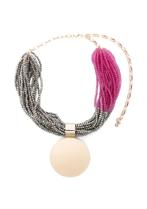 Antonelli Damian beaded pendant necklace - Grey