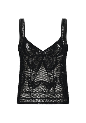 Blumarine macramé top - Black