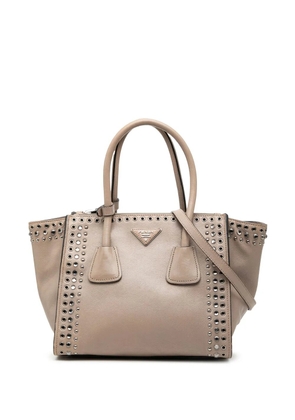 Prada Pre-Owned 2013-2025 Glace Calf Studded Twin Pocket satchel - Neutrals