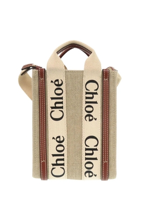 Chloé Pre-Owned 2002-2025 Mini Canvas Woody North South Tote satchel - Neutrals