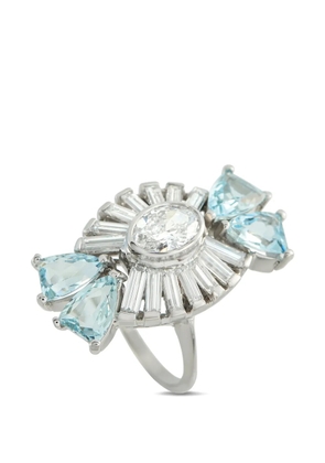 LB Exclusive diamond and aquamarine ring - Silver