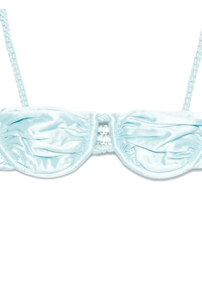 Isa Boulder ruched weave bikini top - Blue