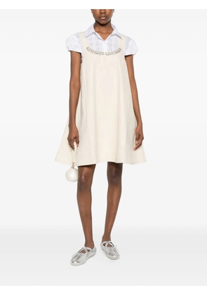 Simone Rocha embellished A-line mini dress - Neutrals