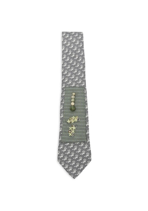 A.N.G.E.L.O. Vintage Upcycling x Stefania Bertoni customised Hermés silk tie - Grey