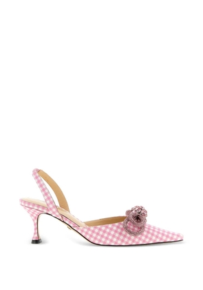 MACH & MACH Vichy-print bow-detail slingbacks - Pink