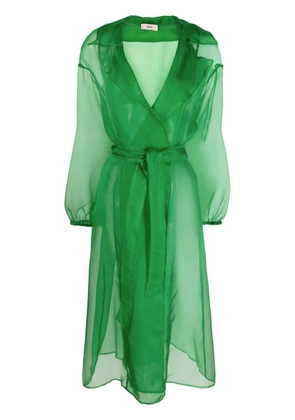 Herno sheer belted silk coat - Green