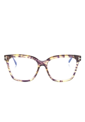TOM FORD Eyewear tortoiseshell-effect oversize-frame glasses - Brown