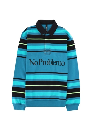 NO PROBLEMO striped long-sleeve polo shirt - Blue