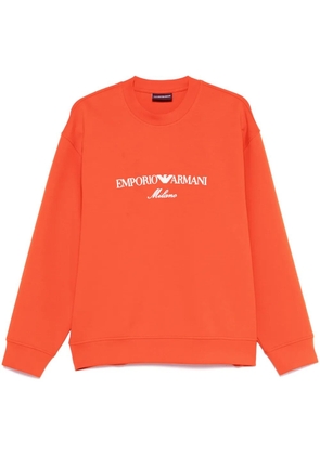 Emporio Armani logo-embroidered double-jersey sweatshirt - Orange