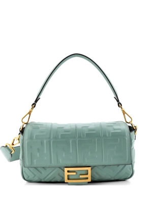Fendi Pre-Owned Baguette NM Bag Zucca Embossed Leather Medium crossbody bag - Green