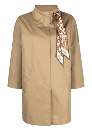 Herno scarf-embellished parka coat - Brown