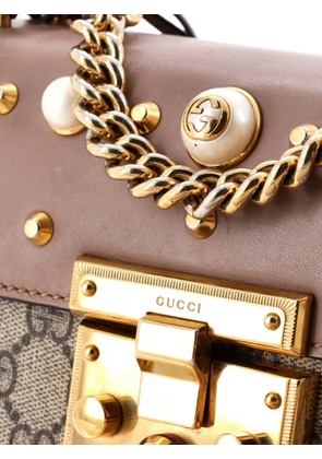 Gucci Pre-Owned Pearly Padlock Shoulder Bag GG Coated Canvas with Studded Leather Small crossbody bag - Brown