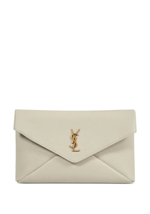 Saint Laurent Busta leather clutch bag - Neutrals