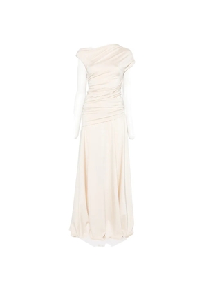 CHIARA BONI La Petite Robe asymmetric-neck maxi dress - Neutrals