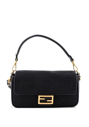Fendi Pre-Owned Baguette NM Bag Zucca Embroidered Canvas Medium shoulder bag - Black