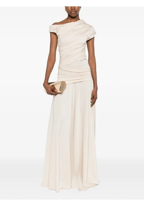 CHIARA BONI La Petite Robe asymmetric-neck maxi dress - Neutrals