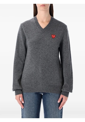 Comme Des Garçons Play logo-detail V-neck wool sweater - Grey