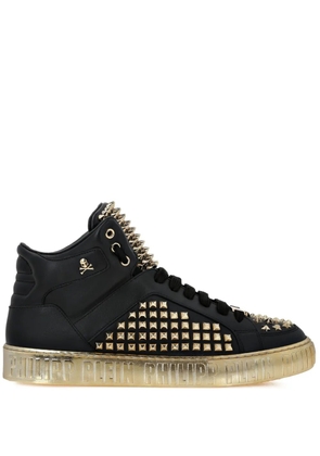 Philipp Plein Mid-Top Leather Sneakers - Black