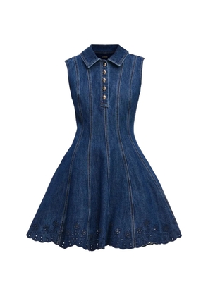 Self-Portrait collared a-line dress - Blue