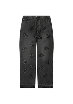 GODSPEED Infinity V2 logo-patch frayed jeans - Black
