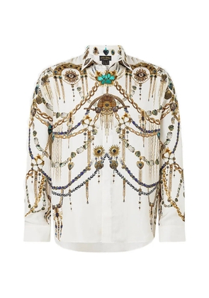 Camilla Chain Gang hidden-placket long-sleeve shirt - White