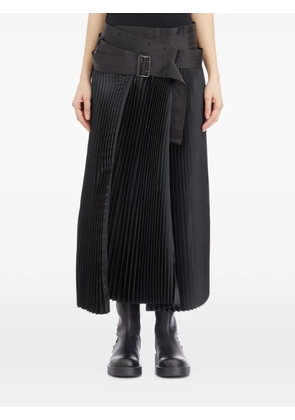Junya Watanabe pleated belted maxi skirt - Black