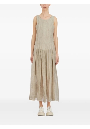 VIRGINIA BIZZI pleated sleeveless midi dress - Neutrals