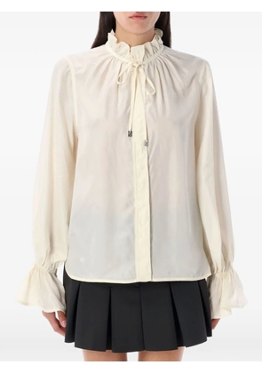 GANNI ruffled tie shirt - Neutrals