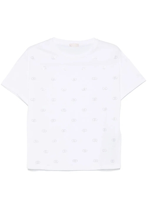 LIU JO rhinestone-logo T-shirt - White