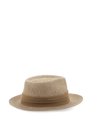 Boggi Milano textured brim panama hat - Neutrals
