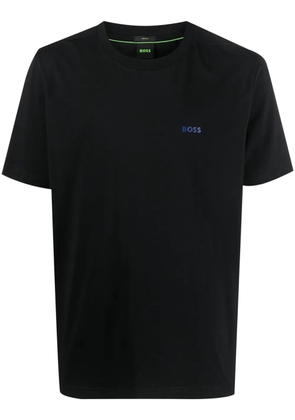 BOSS logo-print tape-detailing T-shirt - Black